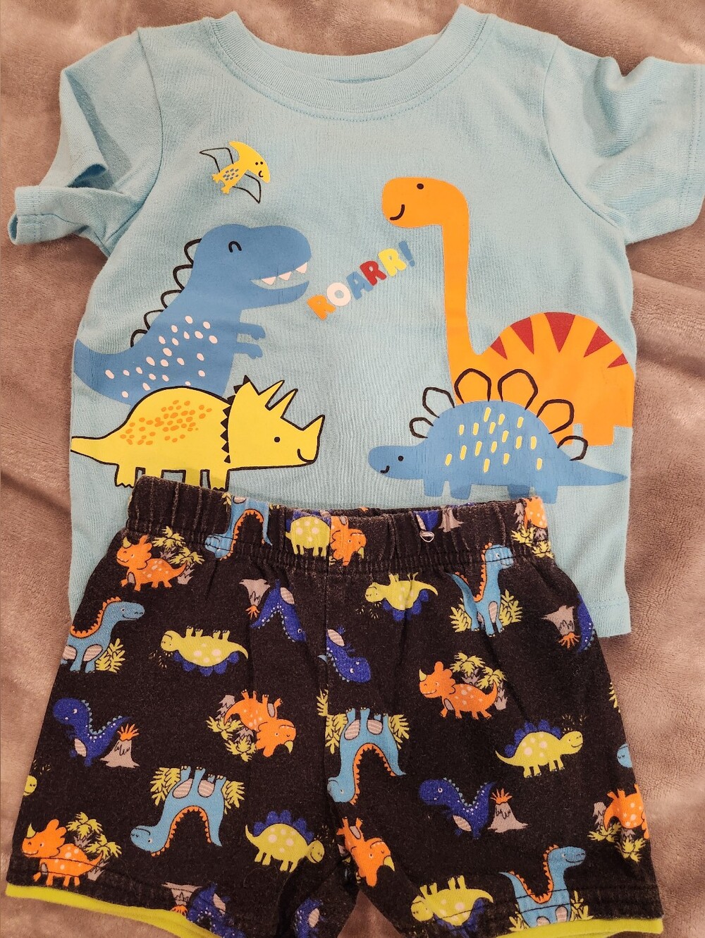 Free With Bundle Garanimals Light Blue & Black Dino Short Sleeve Pajama Set